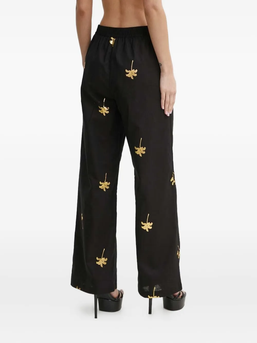 NEVER FULLY DRESSED Elastische broek met borduurwerk - Zwart