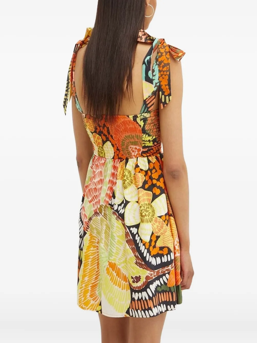 NEVER FULLY DRESSED tie-strap floral print mini dress - Geel