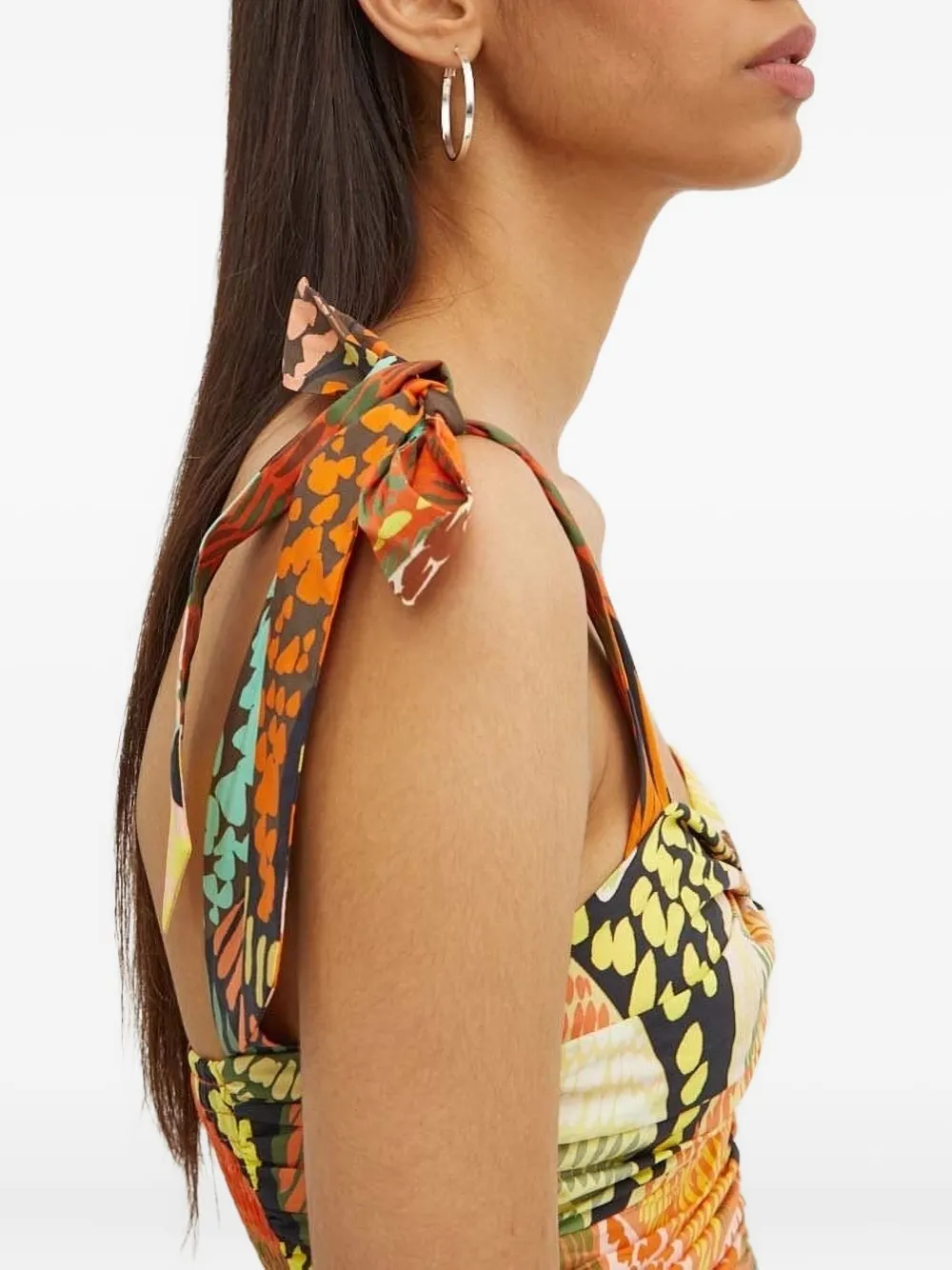 NEVER FULLY DRESSED Mini-jurk met gestrikt bandje en bloemenprint Geel