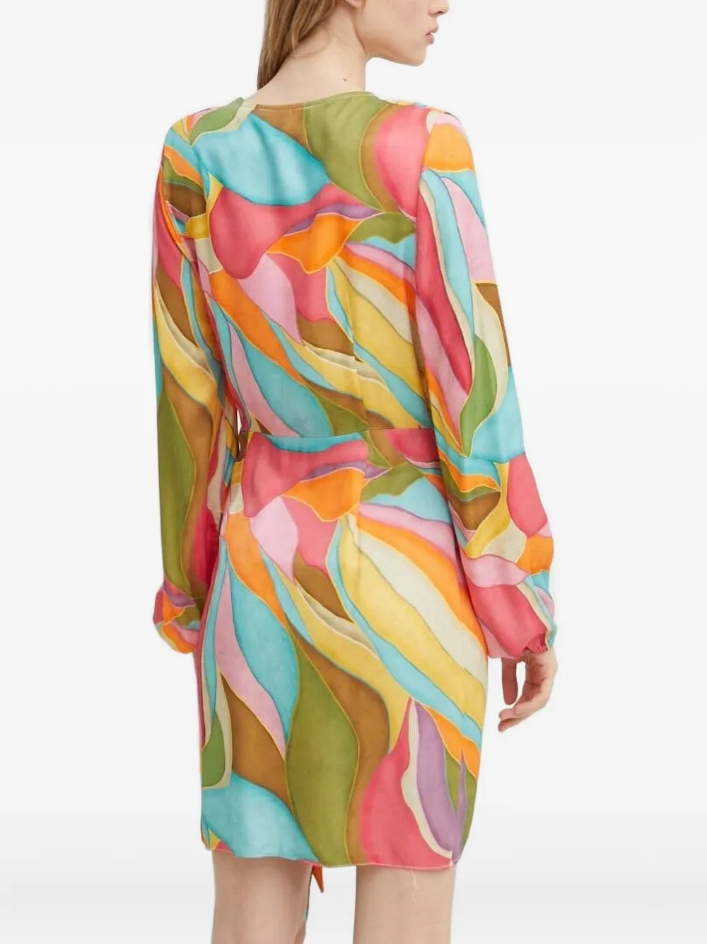 NEVER FULLY DRESSED abstract-print wrap mini dress - Groen