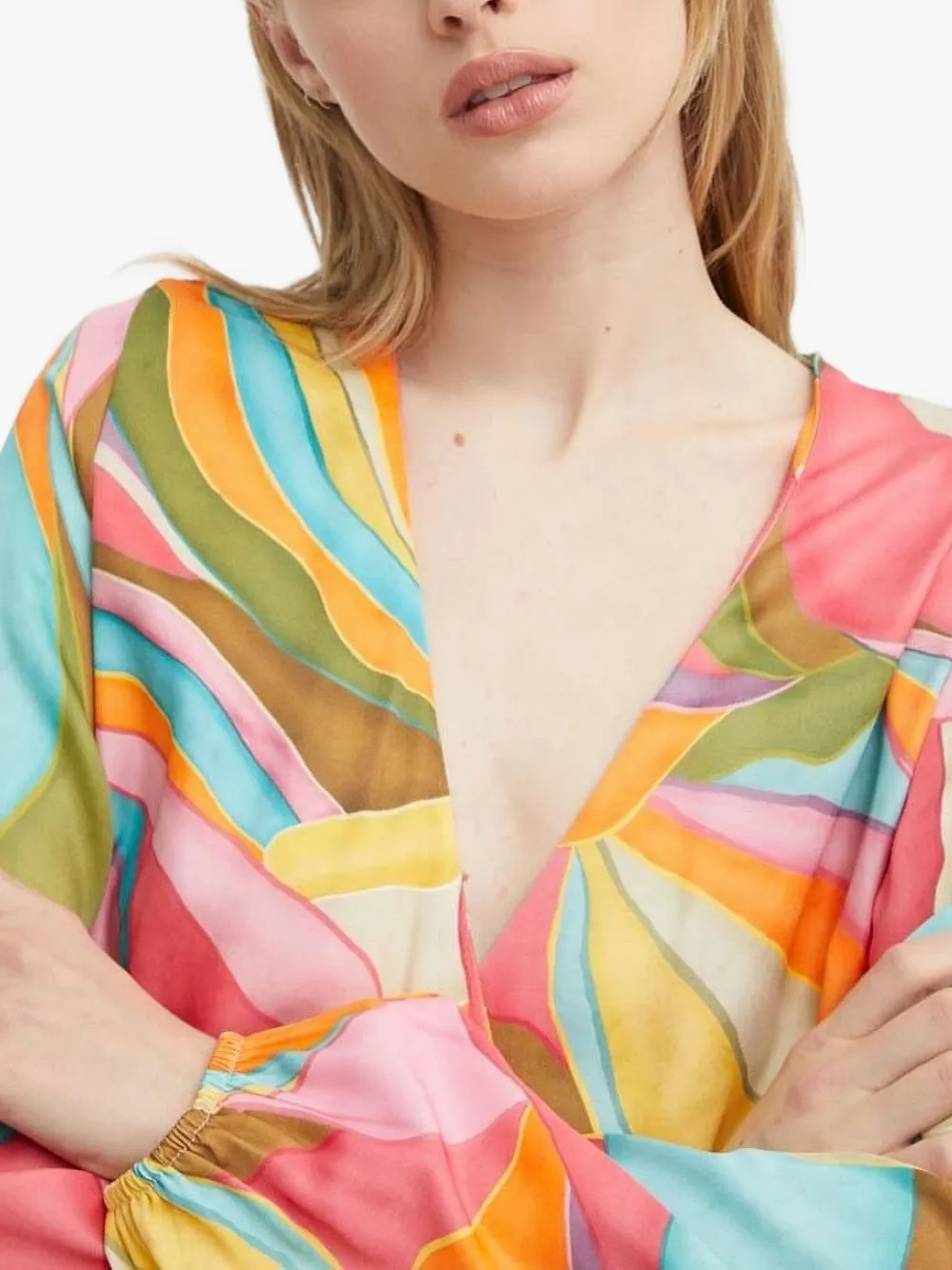 NEVER FULLY DRESSED Wikkeljurk met abstracte print Groen
