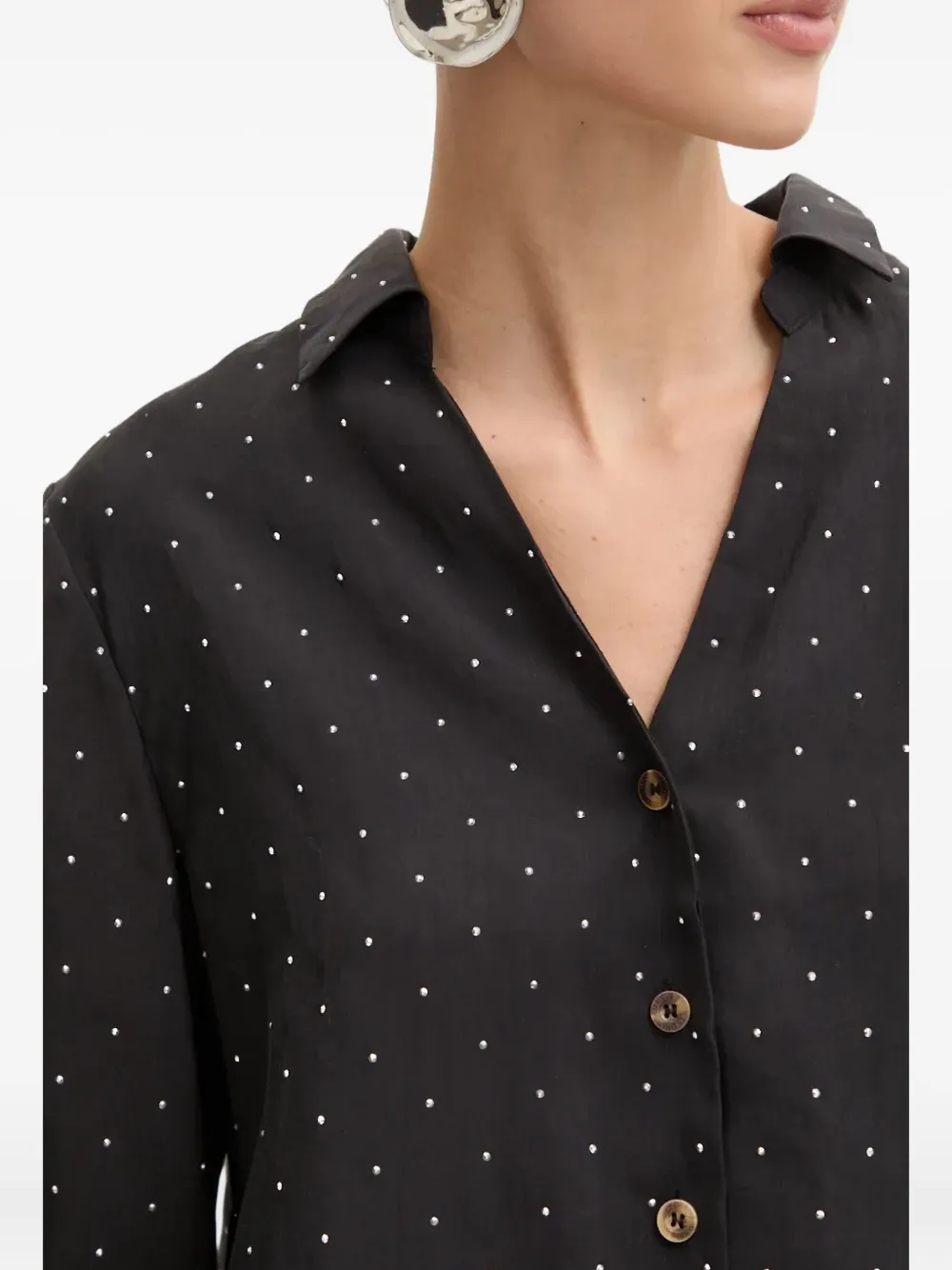 Never Fully Dressed Embellished Long-sleeved Shirt In Black