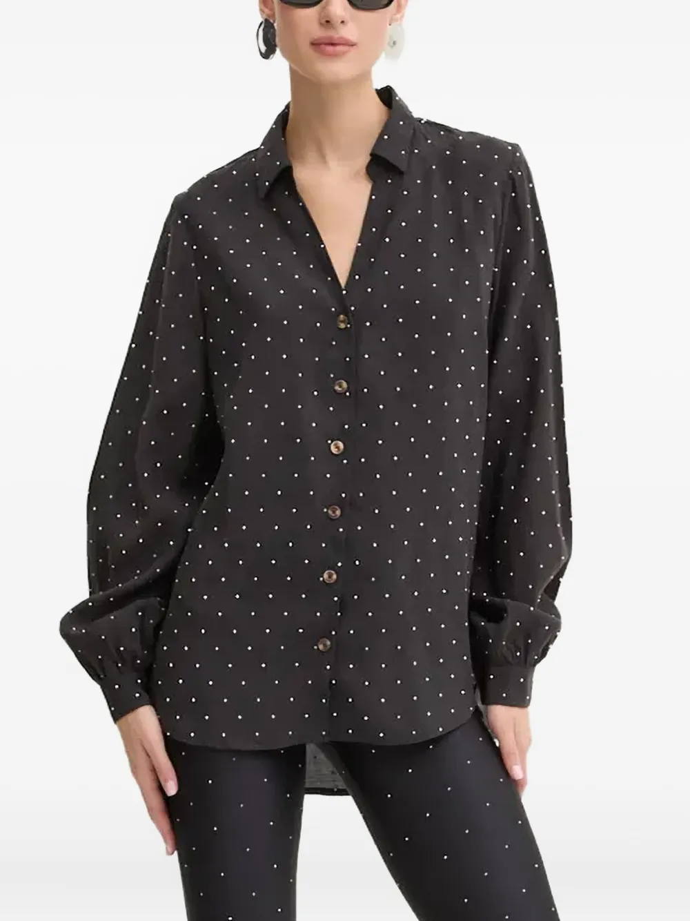 NEVER FULLY DRESSED embellished long-sleeved shirt | Black | Image 1