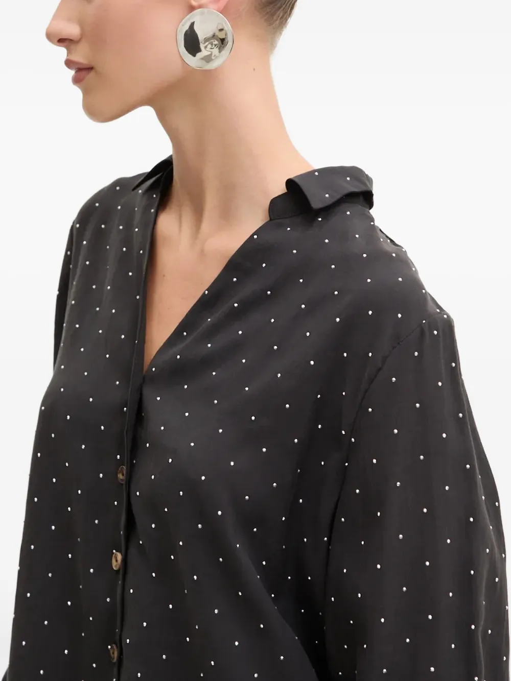 Never Fully Dressed Embellished Long-sleeved Shirt In Black