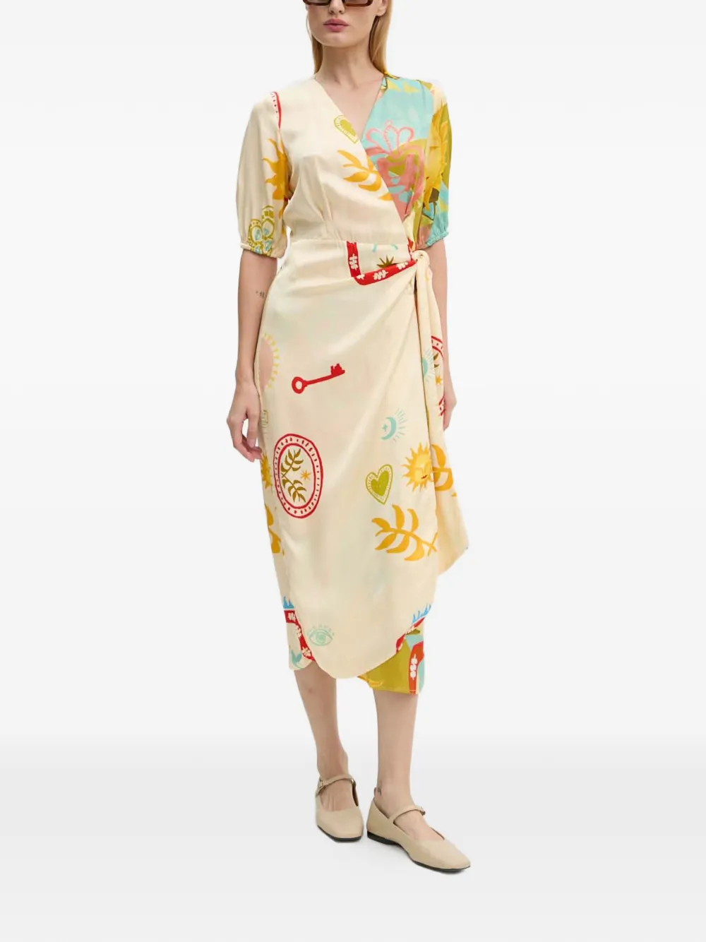 NEVER FULLY DRESSED Abito midi Vienna con scollo a V - Toni neutri