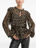 NEVER FULLY DRESSED geometric-print ruffled blouse - Black