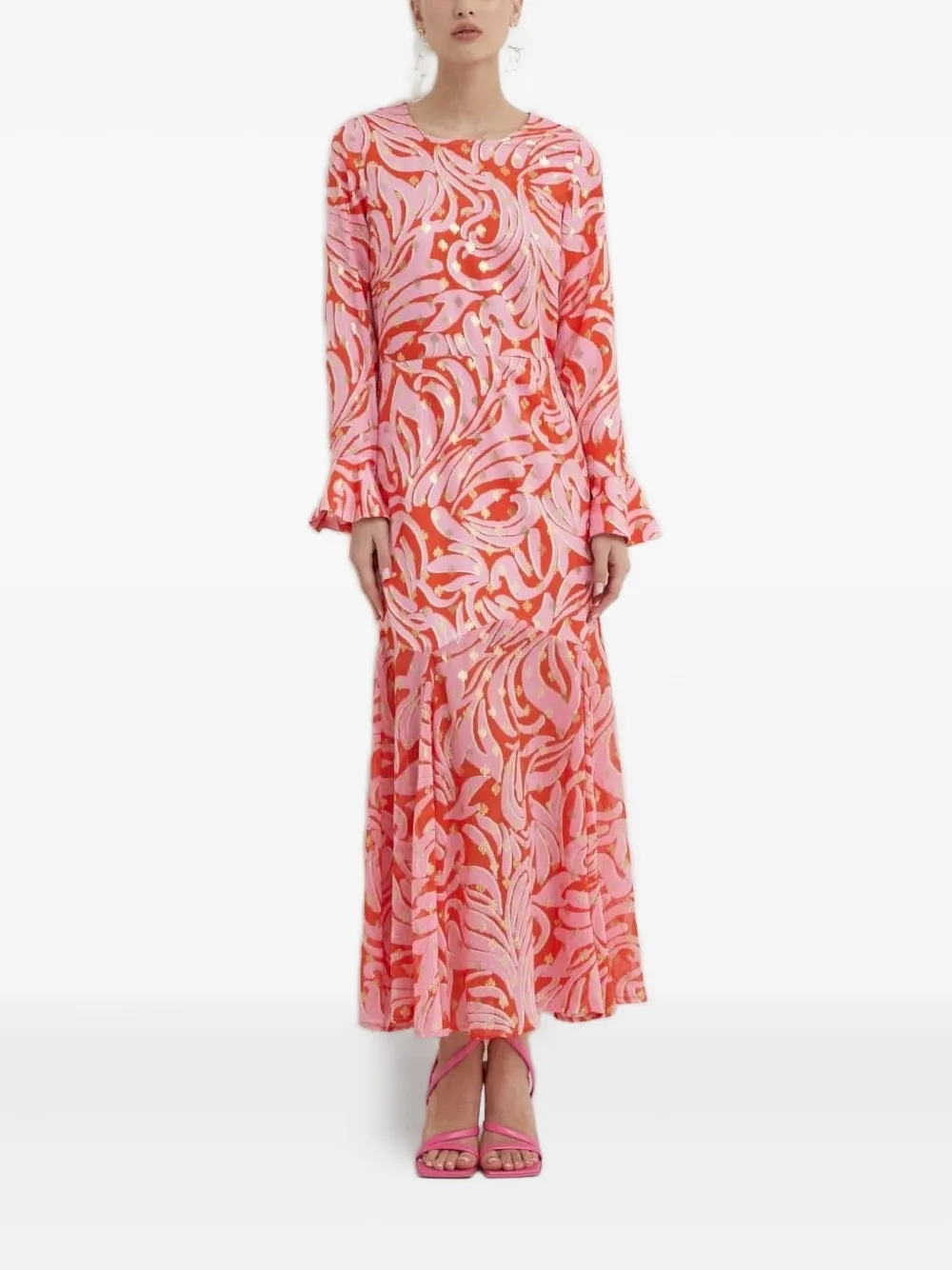 NEVER FULLY DRESSED Flared jurk met ruches Rood