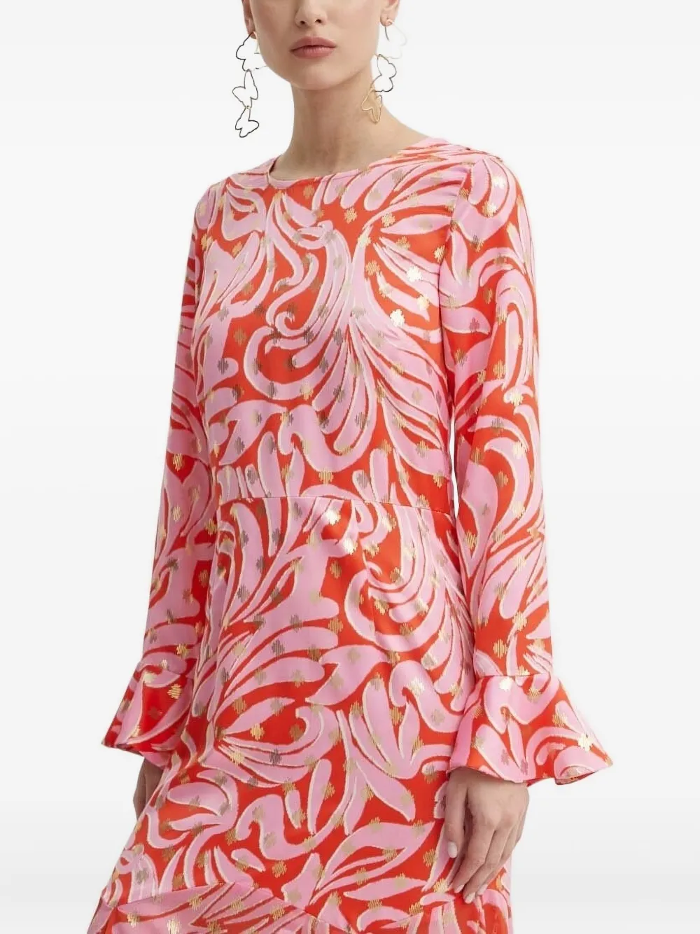 NEVER FULLY DRESSED Flared jurk met ruches Rood