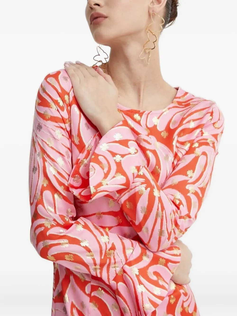 NEVER FULLY DRESSED Flared jurk met ruches Rood