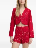 NEVER FULLY DRESSED embellished V-neck cropped jacket - Red