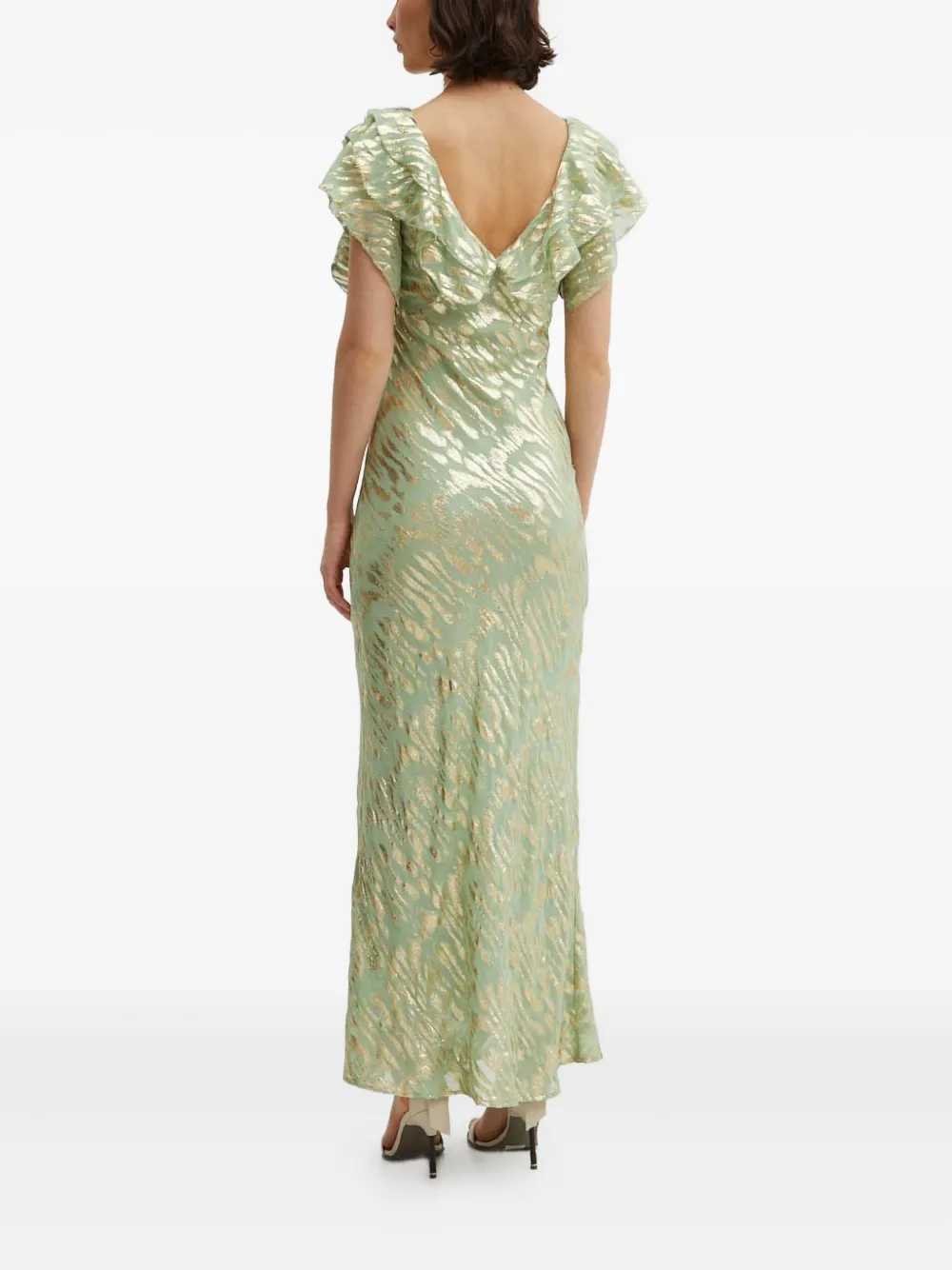 NEVER FULLY DRESSED Maxi-jurk met ruches Groen