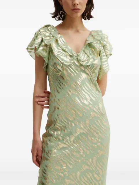NEVER FULLY DRESSED ruffled print maxi dress