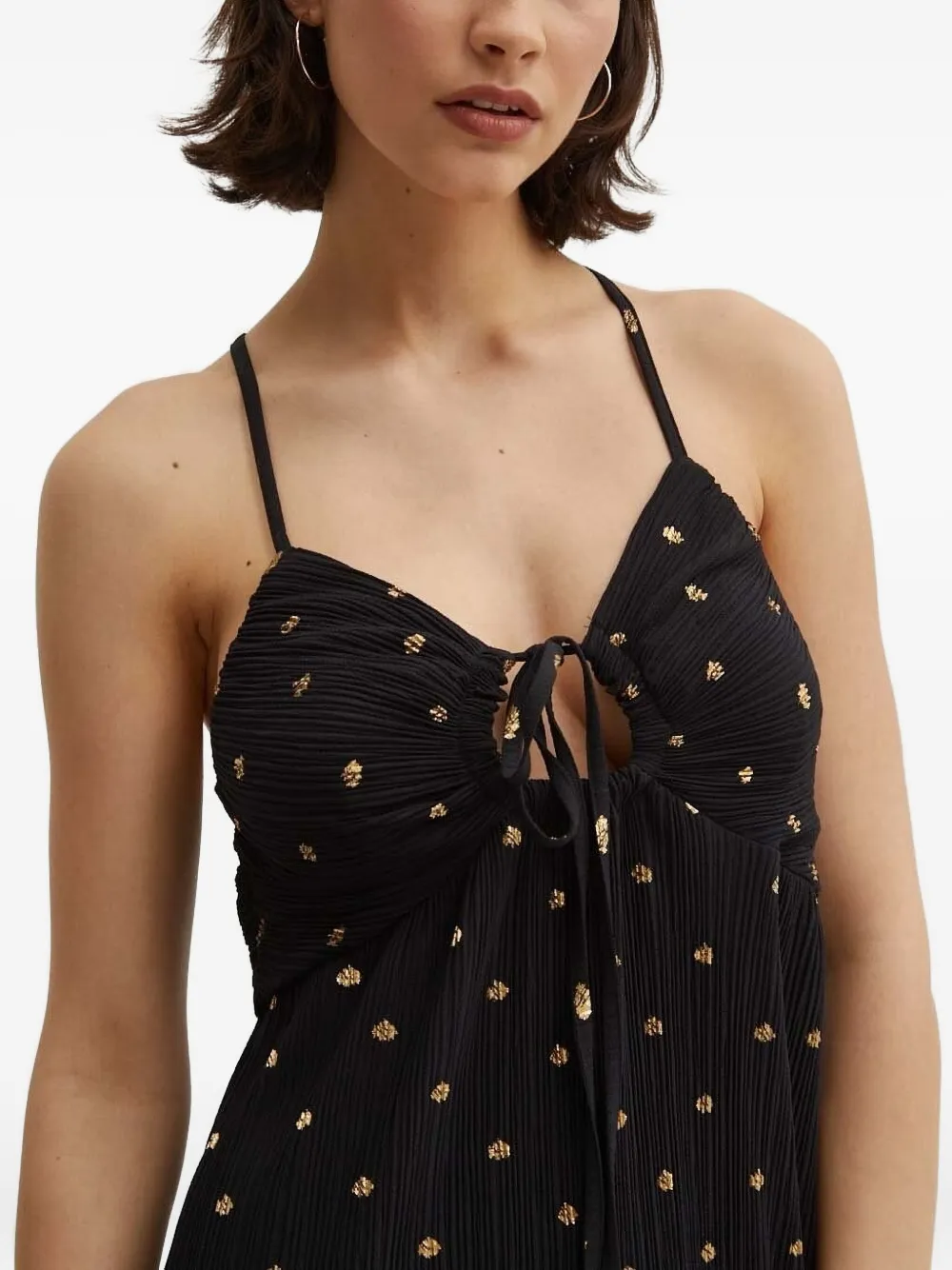 NEVER FULLY DRESSED Geplooide verfraaide midi-jurk Zwart