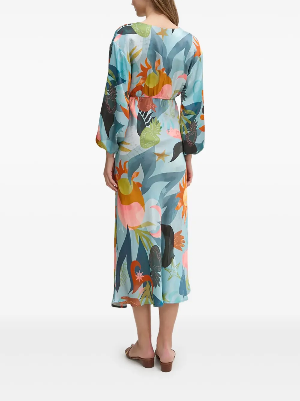 NEVER FULLY DRESSED Emma abstract-print V-neck dress - Blauw
