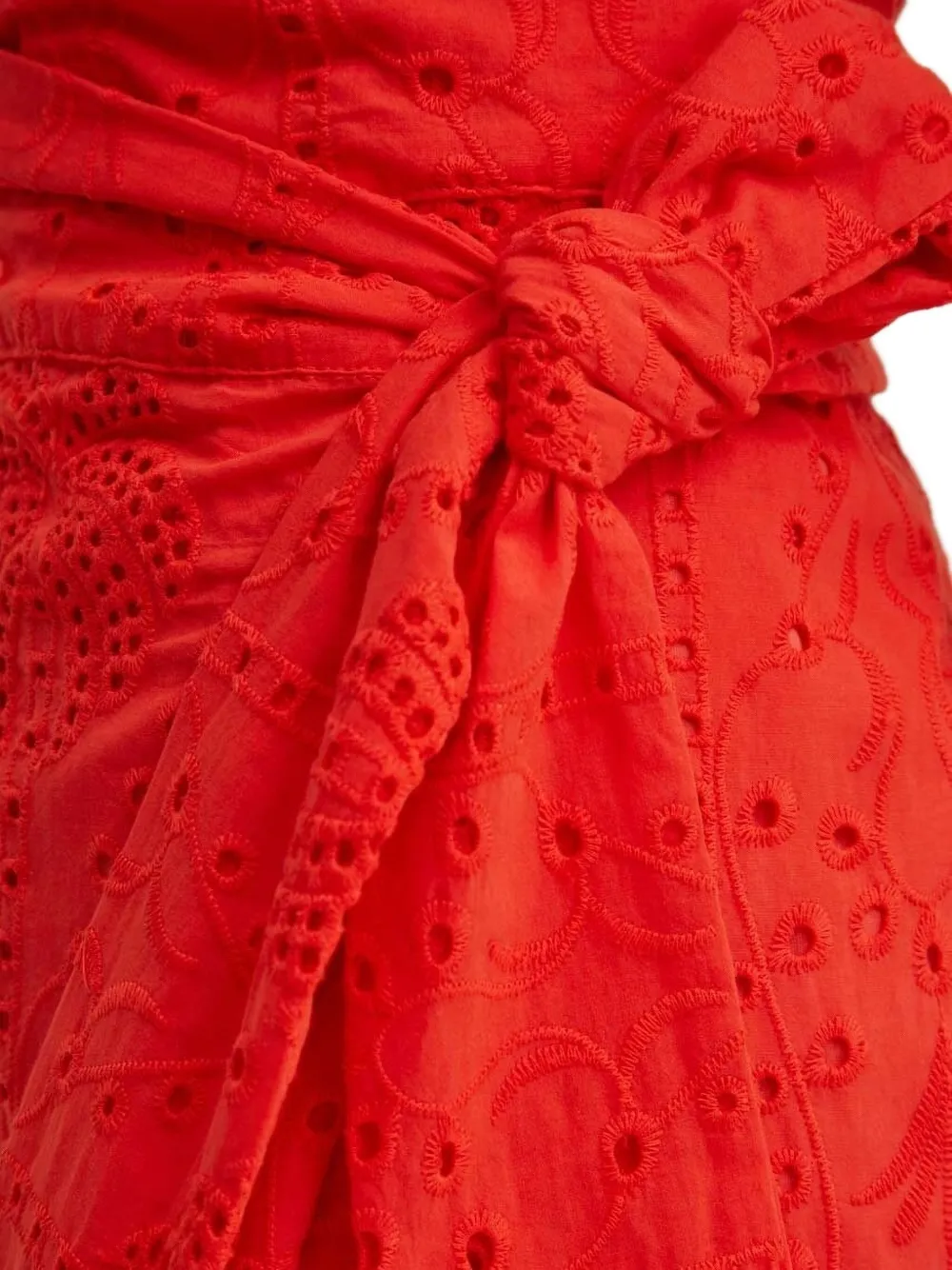 Never Fully Dressed Eyelet-embroidered Wrap Midi Skirt In Red