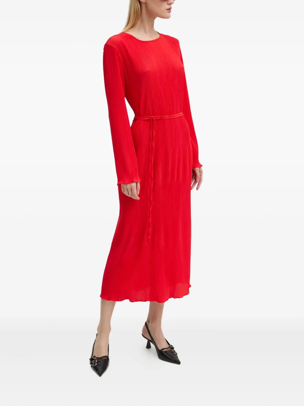 NEVER FULLY DRESSED long-sleeve midi dress Rood