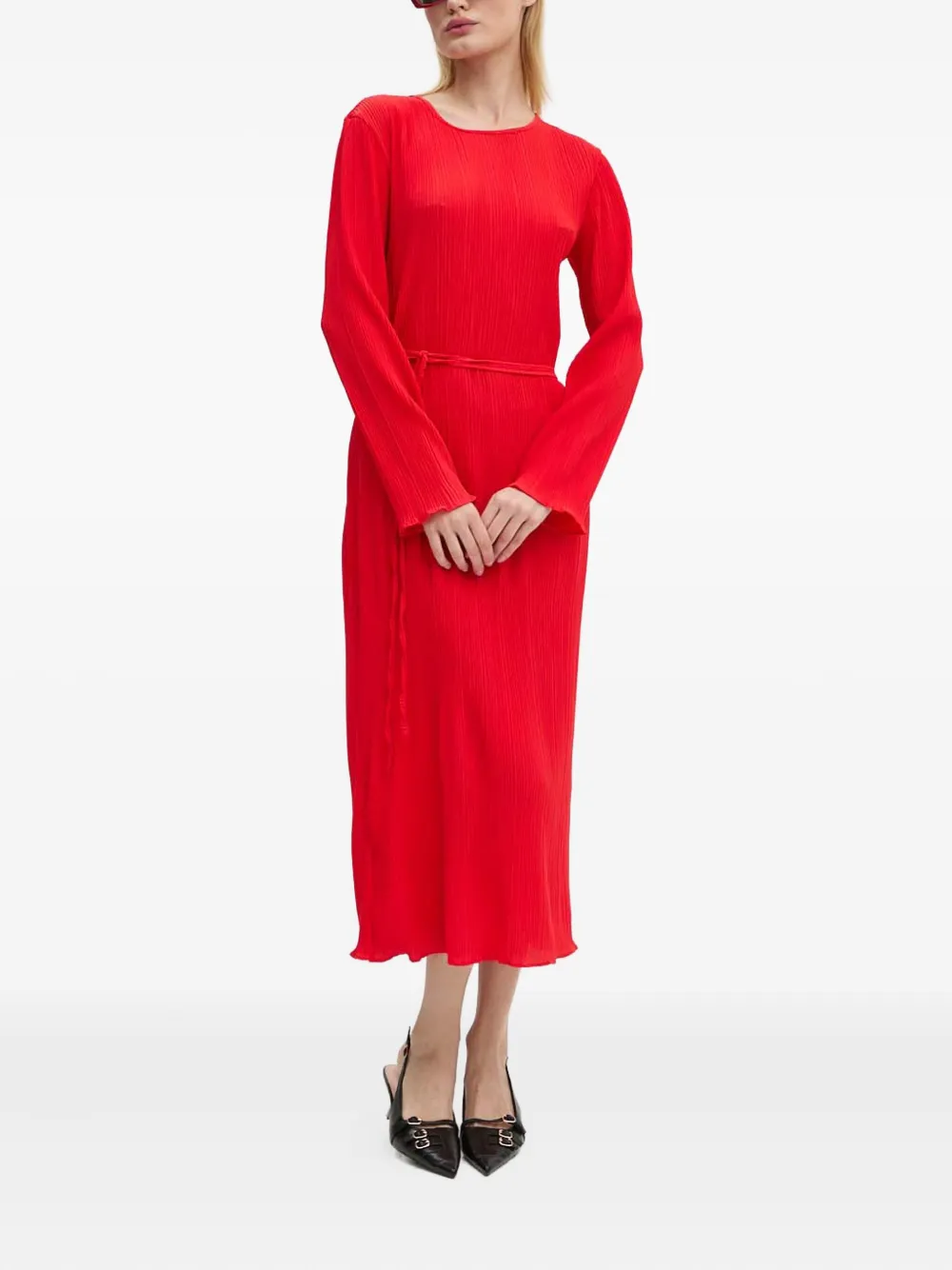 NEVER FULLY DRESSED long-sleeve midi dress Rood