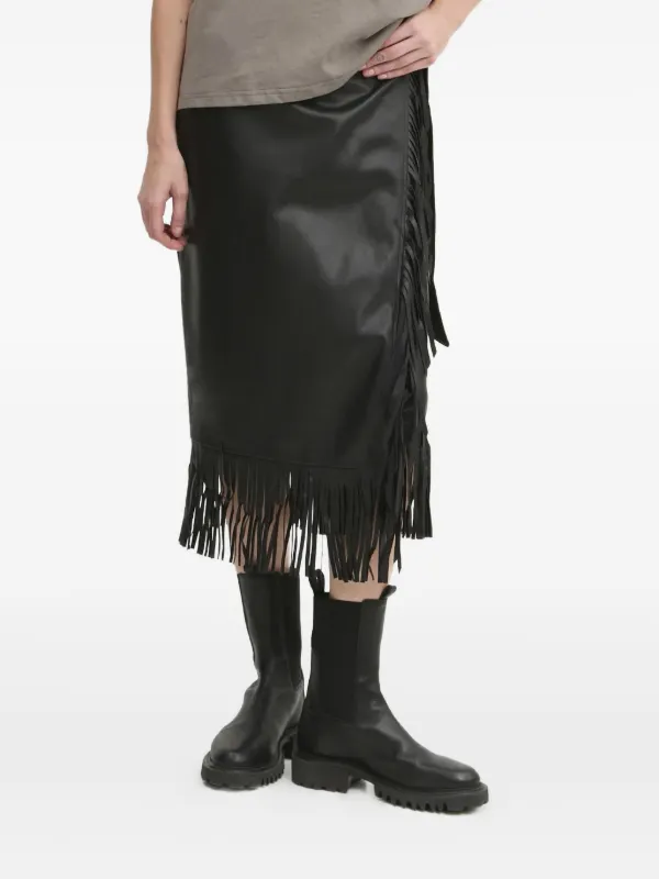 NEVER FULLY DRESSED fringe-detail Wrap Skirt | Black | FARFETCH