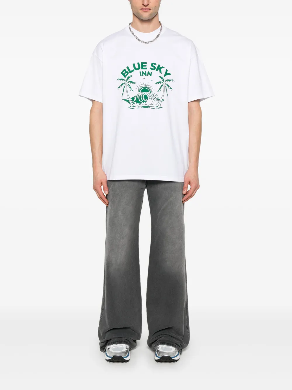 BLUE SKY INN Green Wave T-shirt - Wit