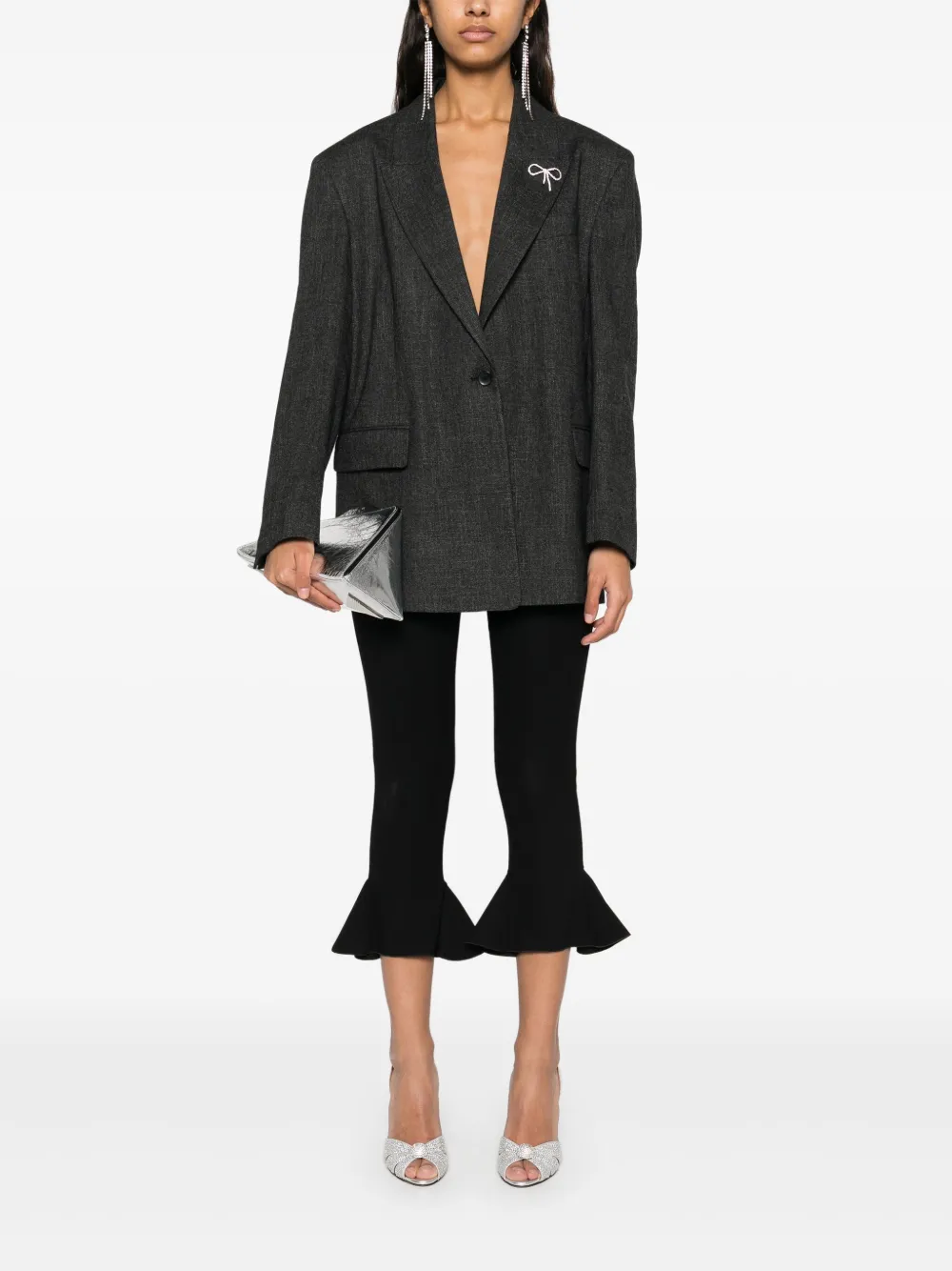 Blumarine Blazer met kristallen strik en applicatie - Grijs