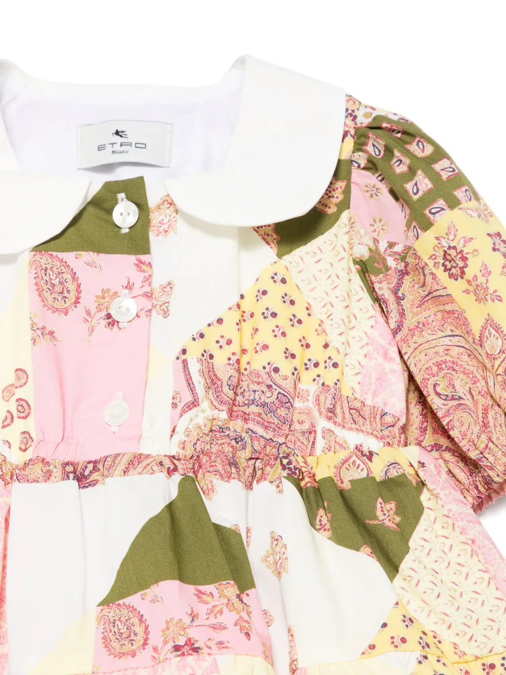 ETRO KIDS Jurk met patchwork-print Roze