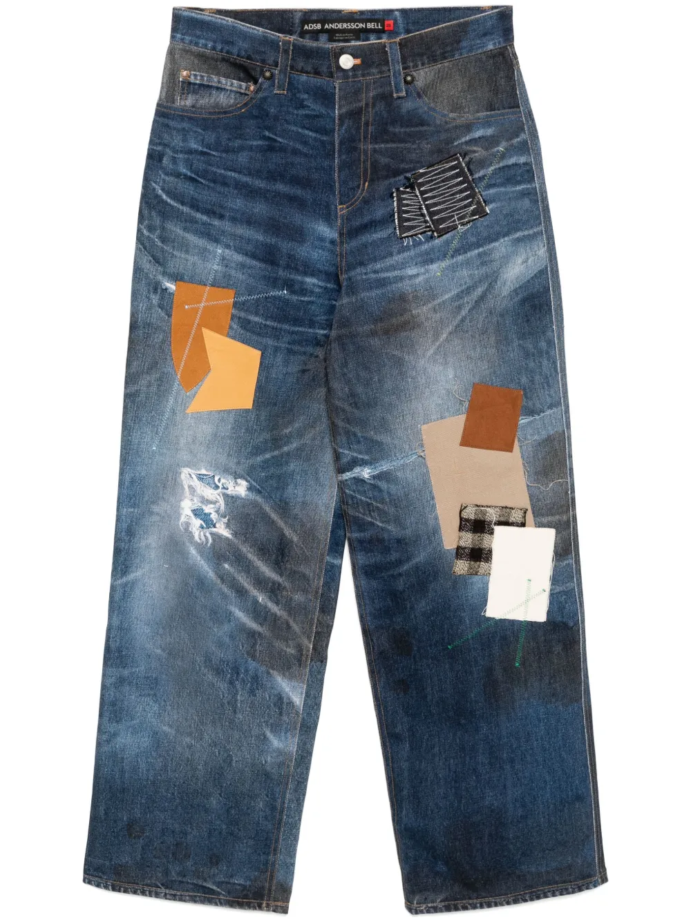 patchwork printed jeans