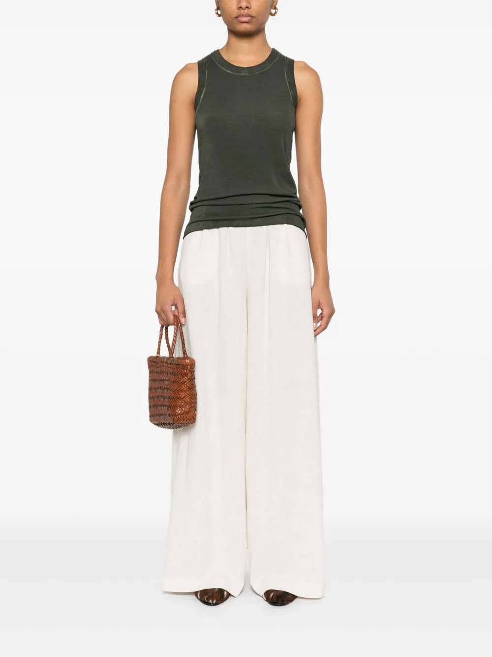 Uma Wang Jersey geribbelde tanktop Groen