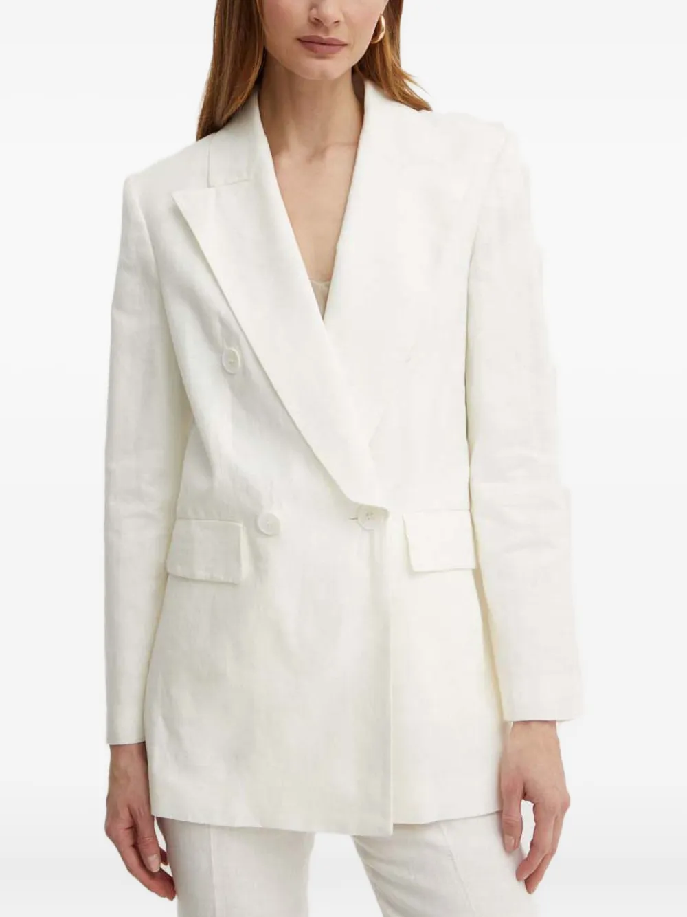 double-breasted linen blazer