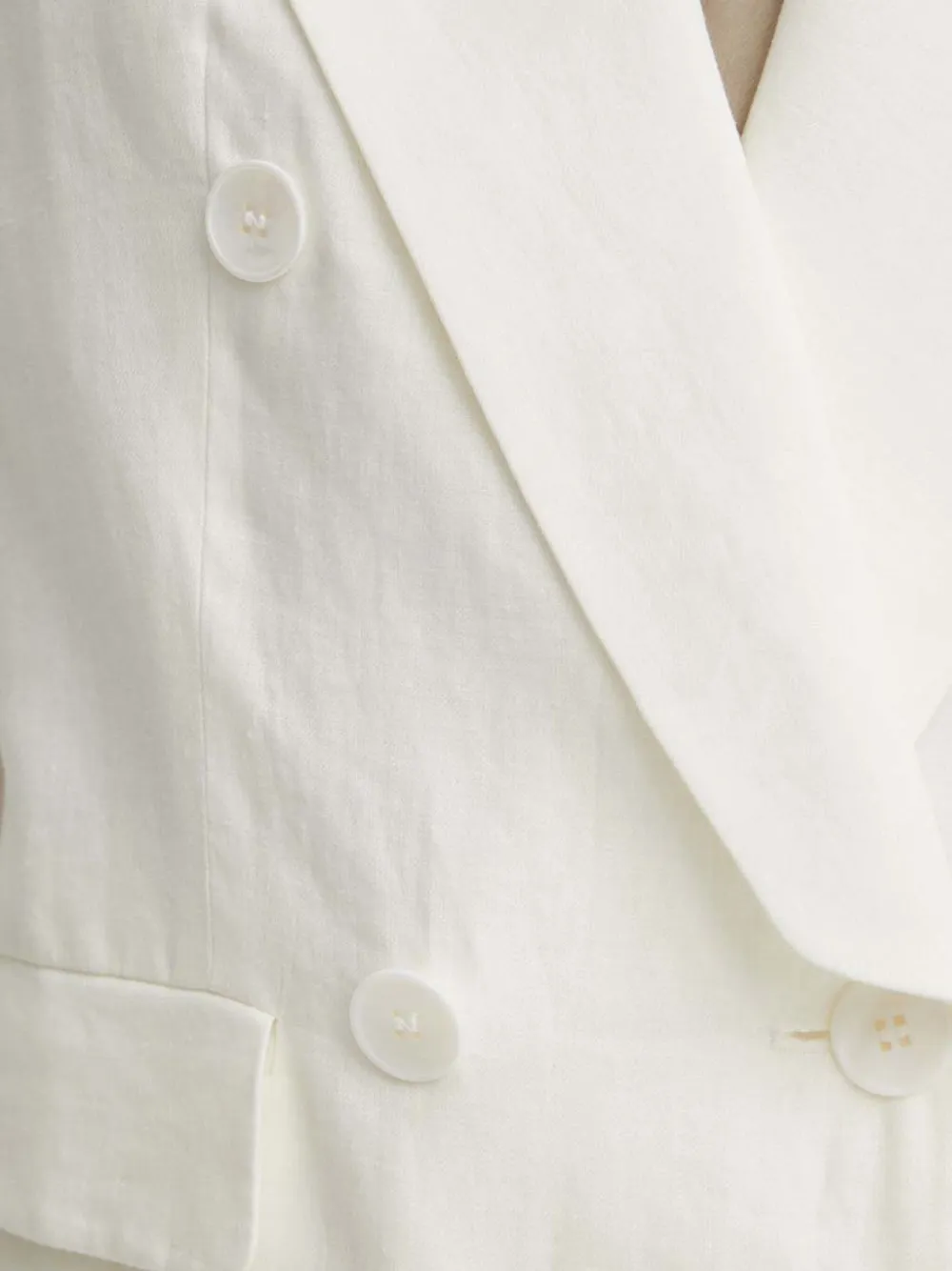 Luisa Spagnoli Double-breasted Linen Blazer In Neutral