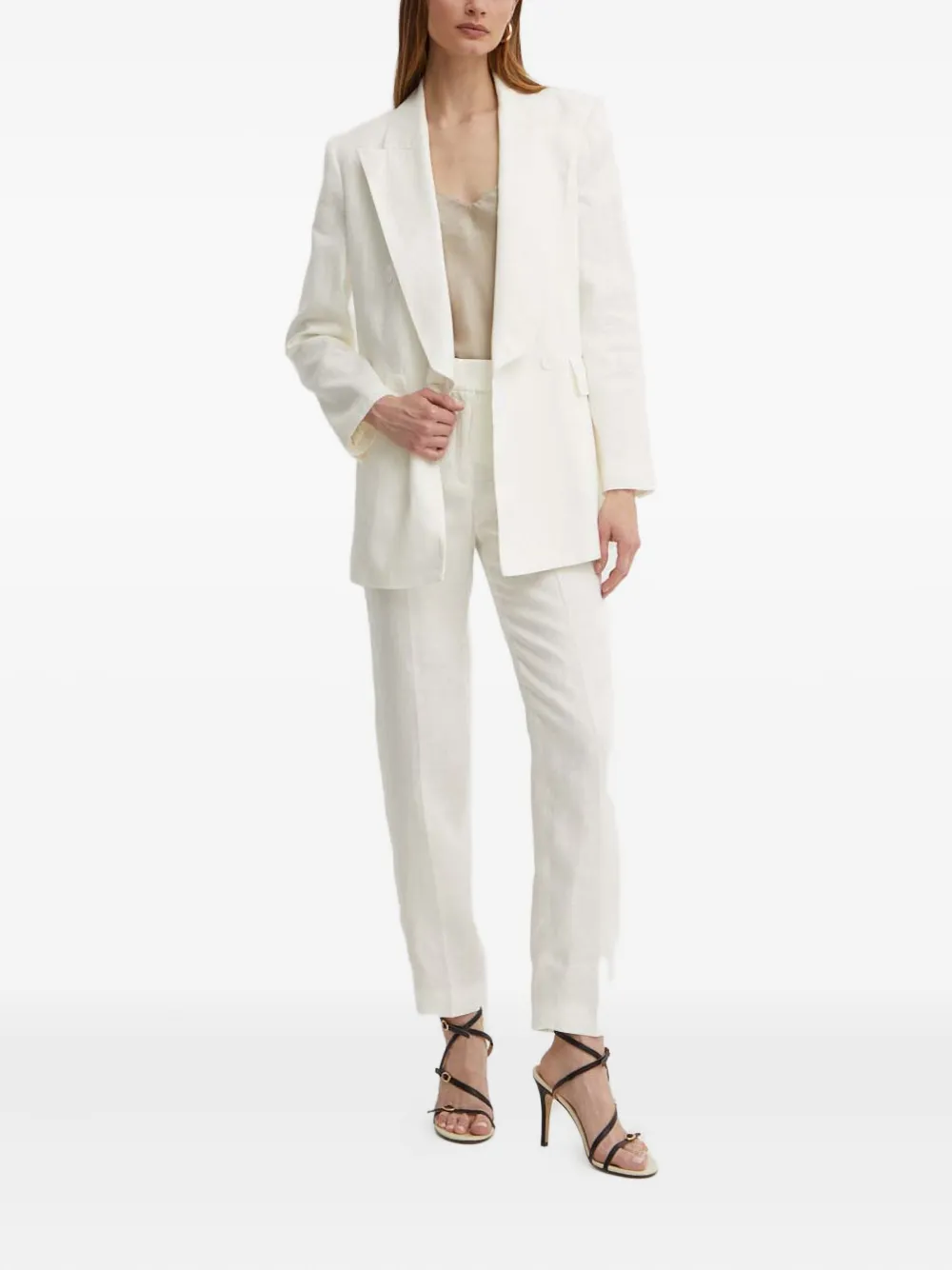 Luisa Spagnoli Double-breasted Linen Blazer In Neutral