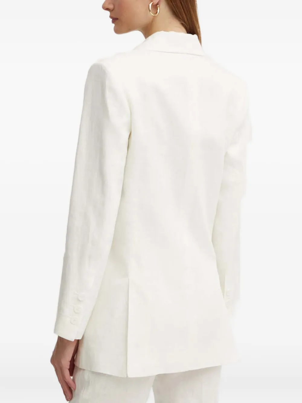 Luisa Spagnoli Double-breasted Linen Blazer In Neutral