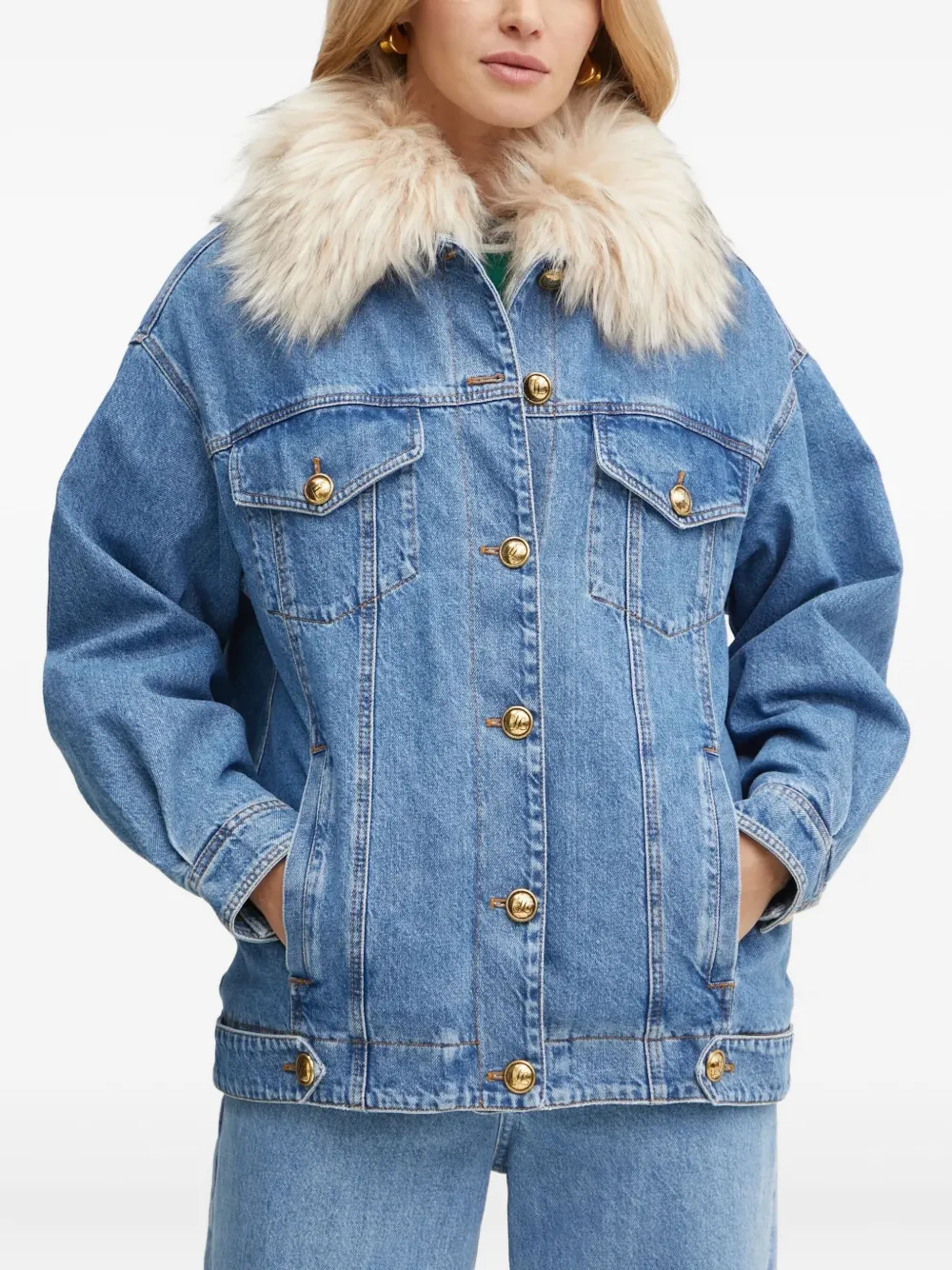 Luisa Spagnoli Drop-shoulder Denim Jacket In Blue