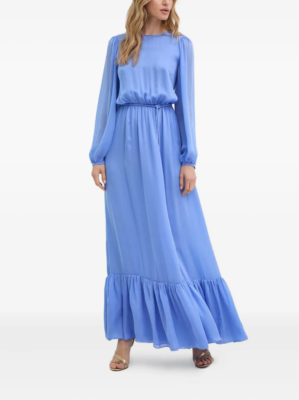 ruffled balloon-sleeve maxi dress