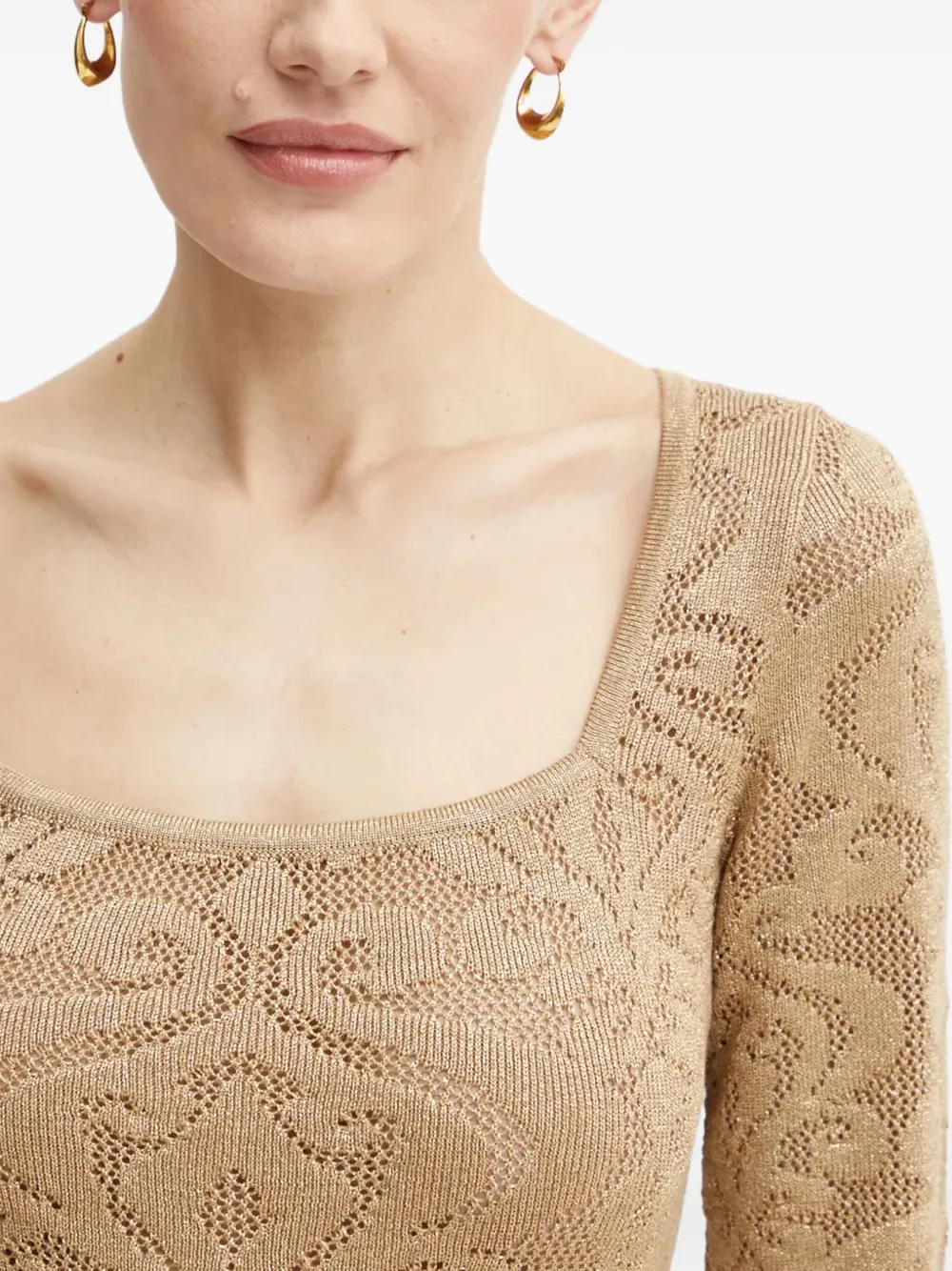 Luisa Spagnoli Long-sleeve Patterned Midi Dress In Neutral