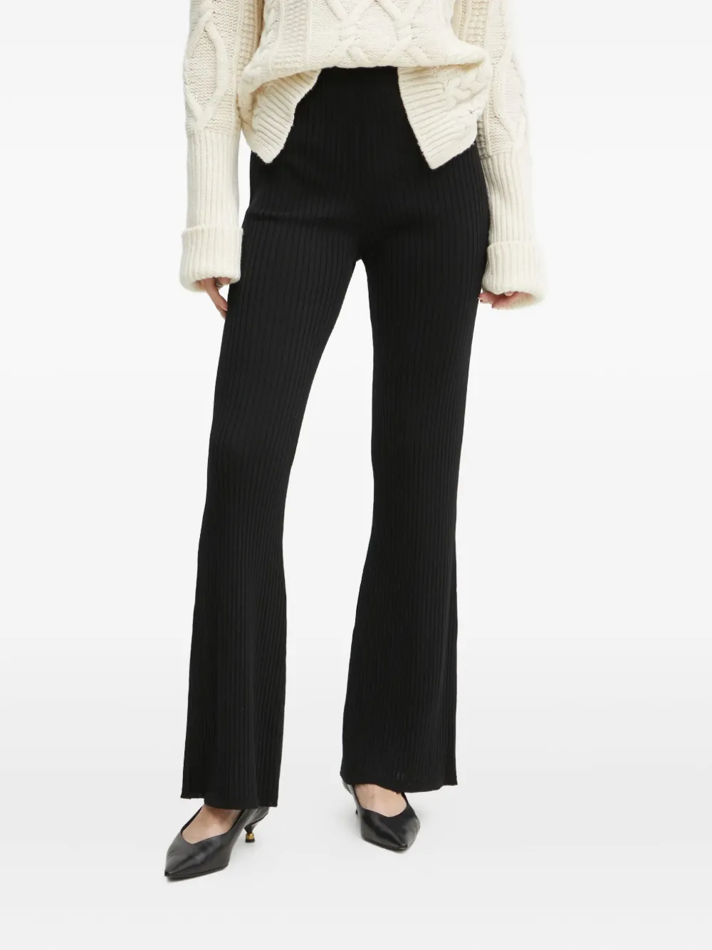 Luisa Spagnoli Ribbed Trousers In Black