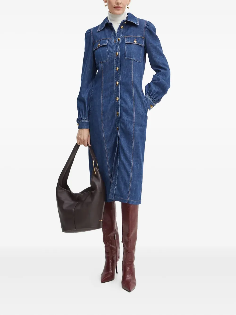 LUISA SPAGNOLI Spijkerjurk met pofmouwen - Blauw