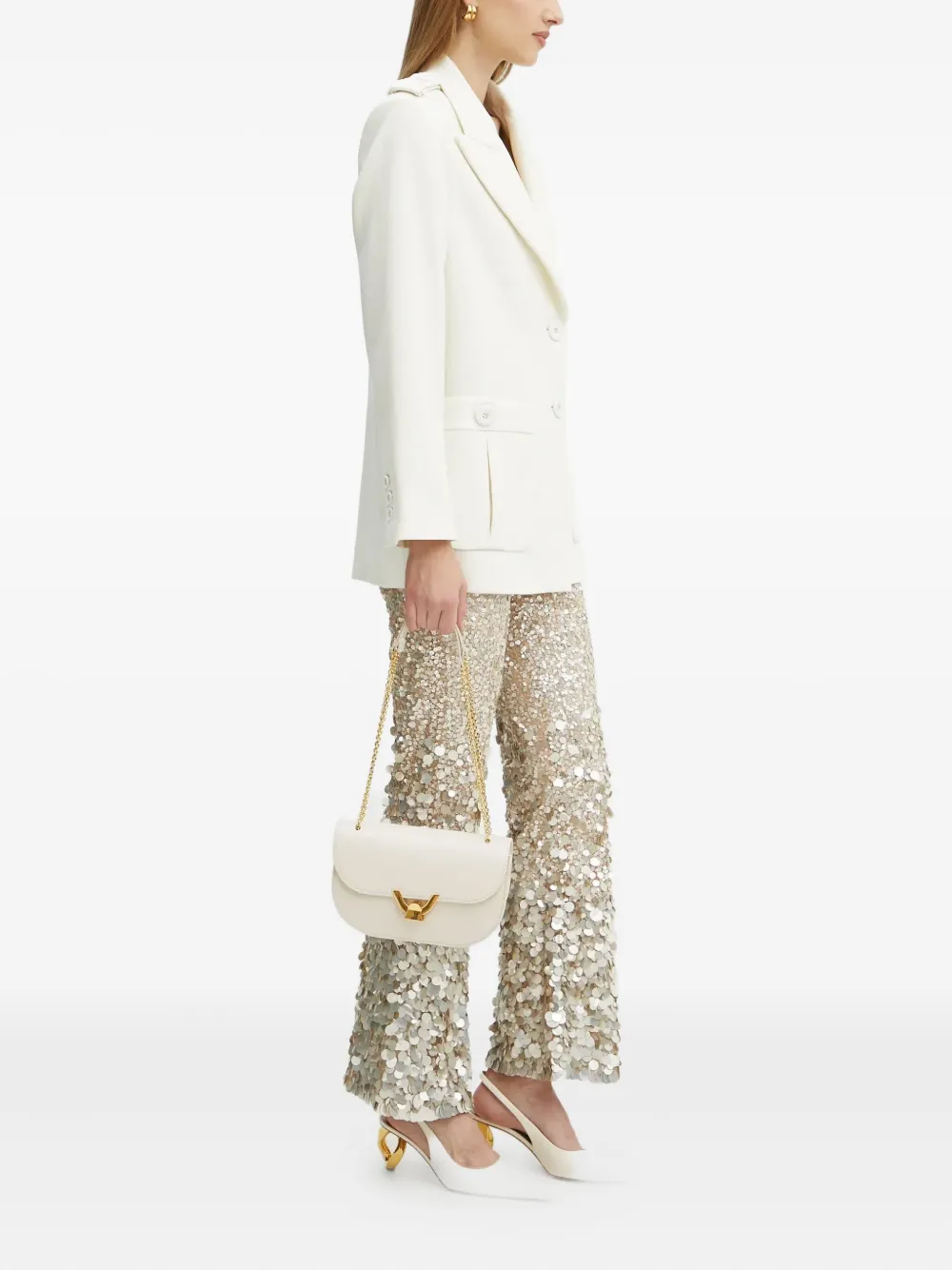 LUISA SPAGNOLI Blazer met ceintuur en zak Wit