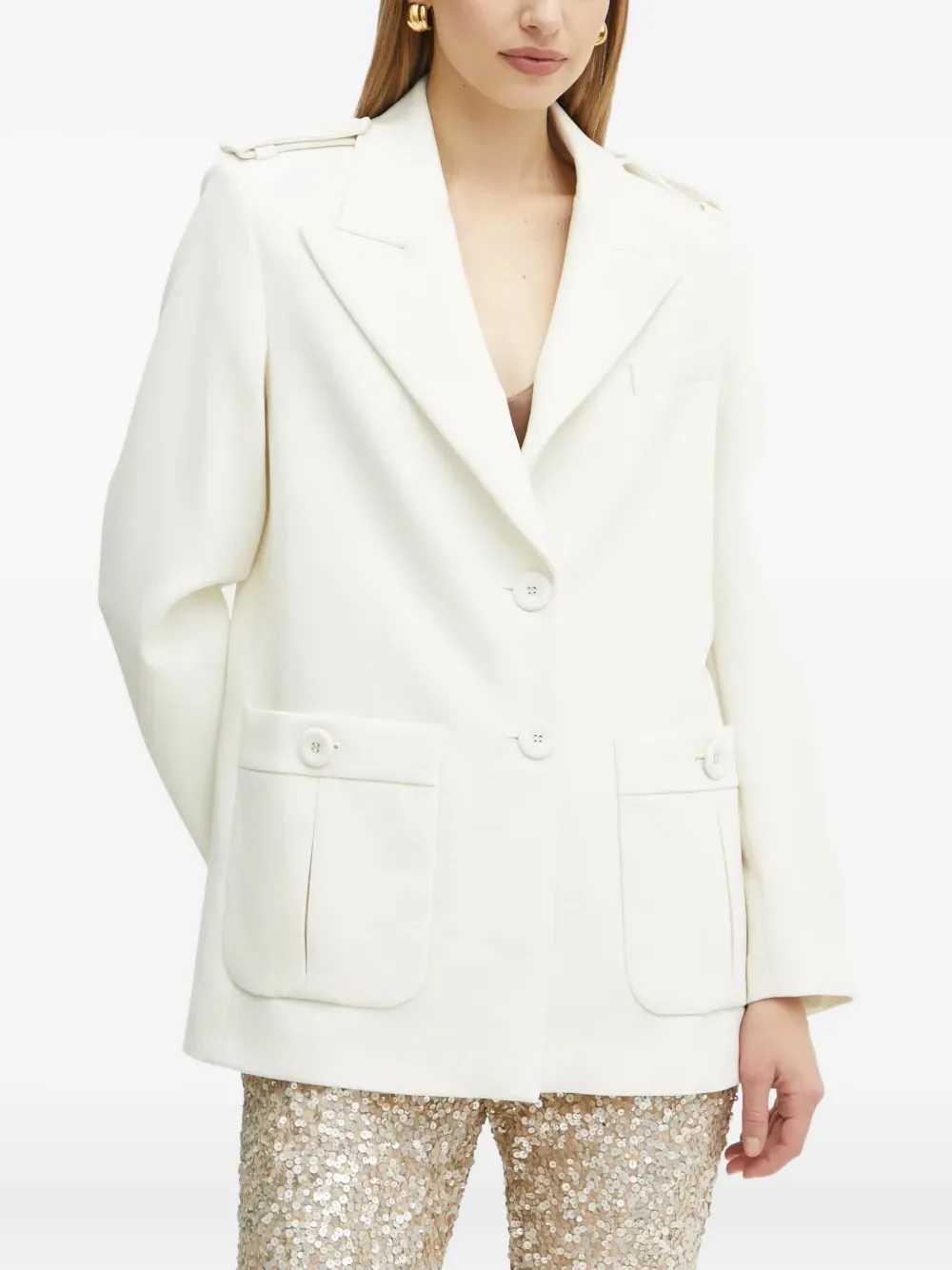 LUISA SPAGNOLI Blazer met ceintuur en zak Wit