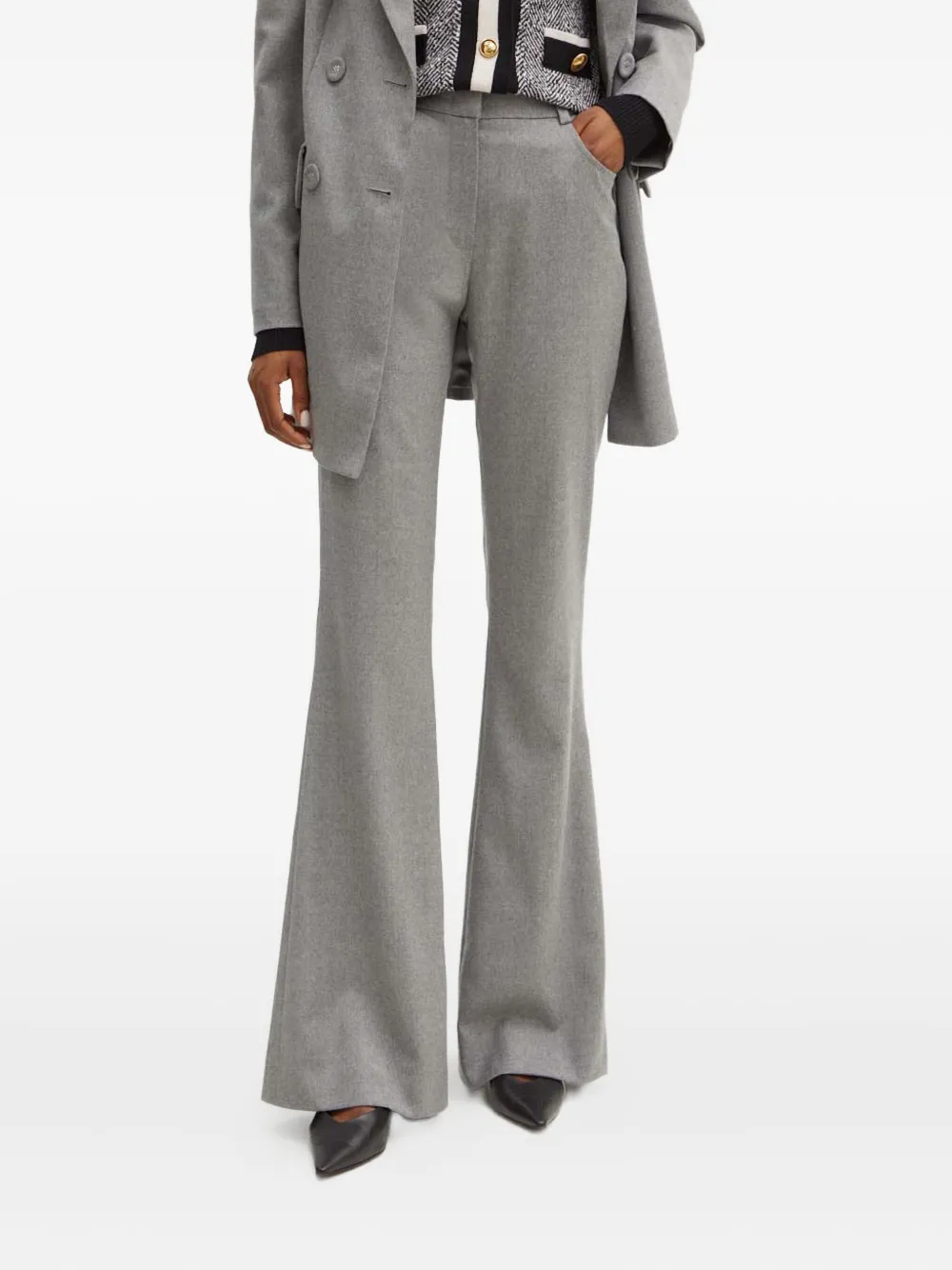 Luisa Spagnoli Flared Trousers In Gray