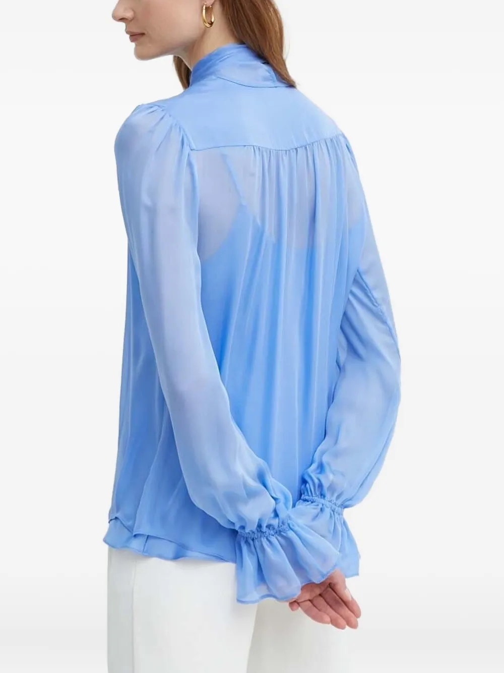 LUISA SPAGNOLI Blouse met strikhals en kwastje Blauw