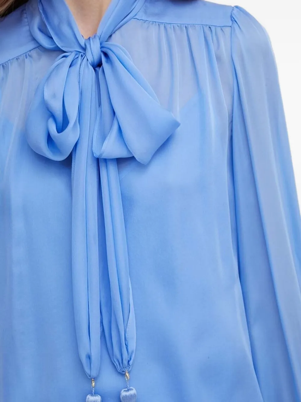 LUISA SPAGNOLI Blouse met strikhals en kwastje Blauw