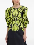 LUISA SPAGNOLI puff-sleeve floral-print dress - Black