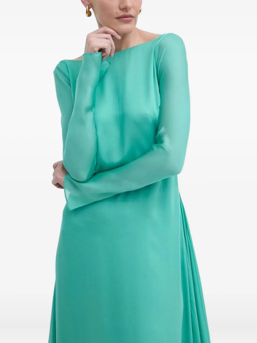 LUISA SPAGNOLI Maxi-jurk met open rug en ruches Groen