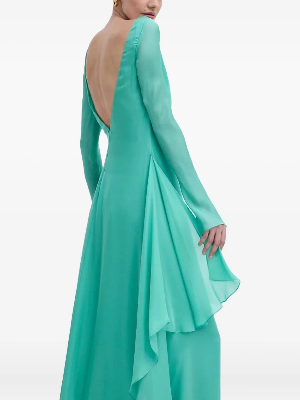 LUISA SPAGNOLI Maxi-jurk met open rug en ruches Groen