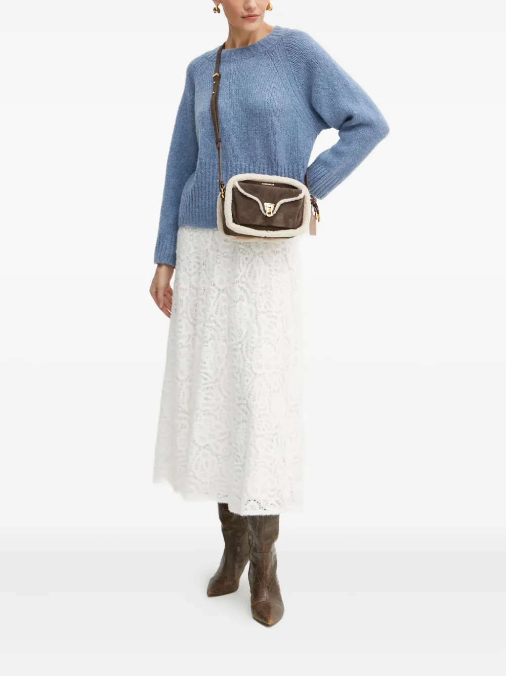 Luisa Spagnoli Lace Midi Skirt In White
