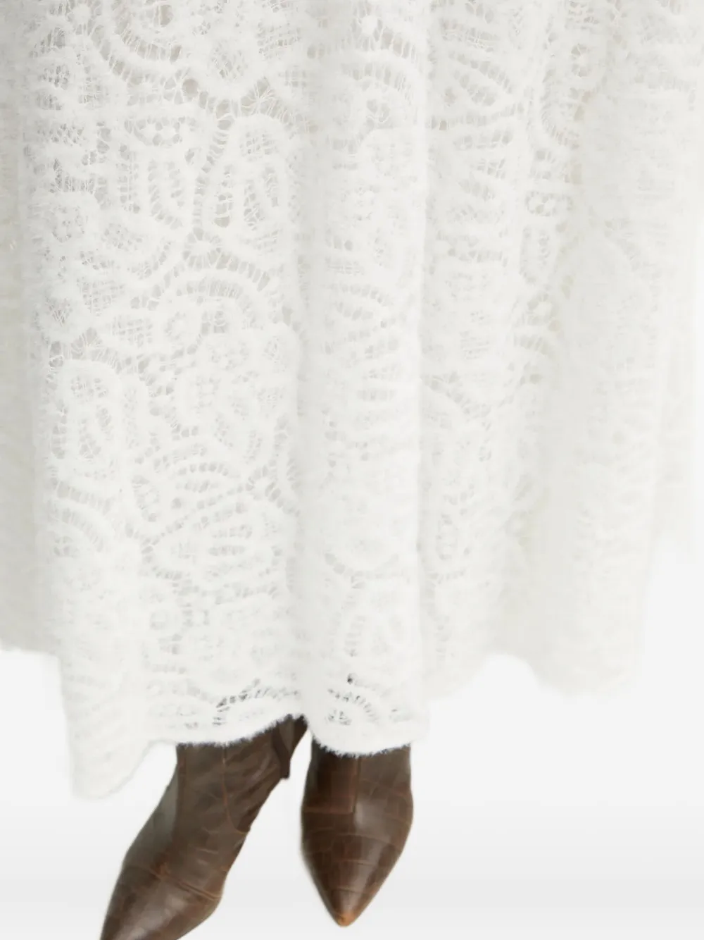 Luisa Spagnoli Lace Midi Skirt In White