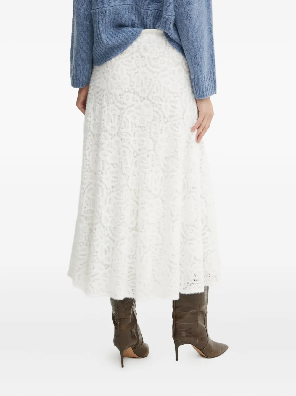 Luisa Spagnoli Lace Midi Skirt In White