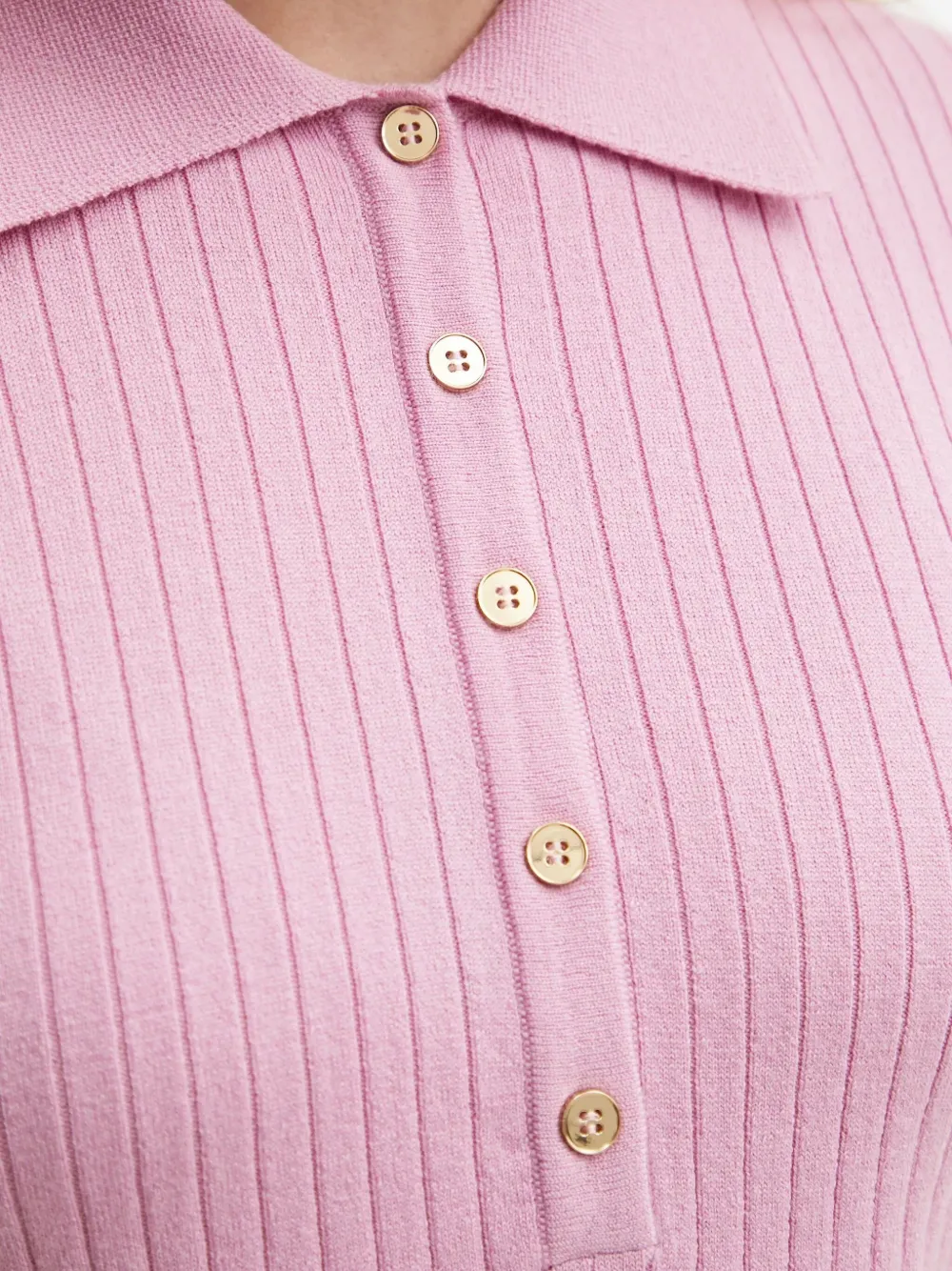 Luisa Spagnoli Ribbed Polo Top In Pink
