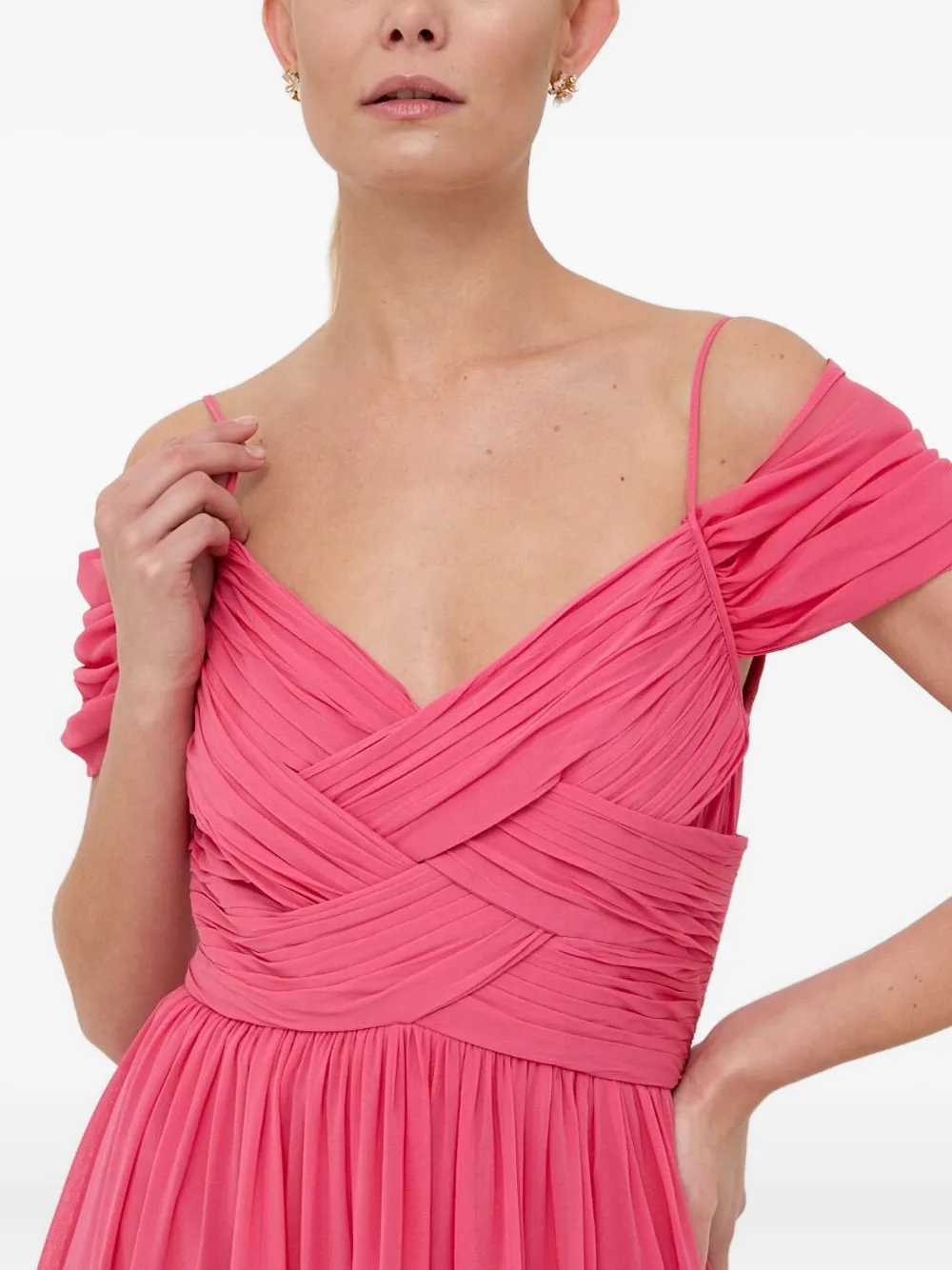 LUISA SPAGNOLI pleated off-shouldermaxi dress - Roze