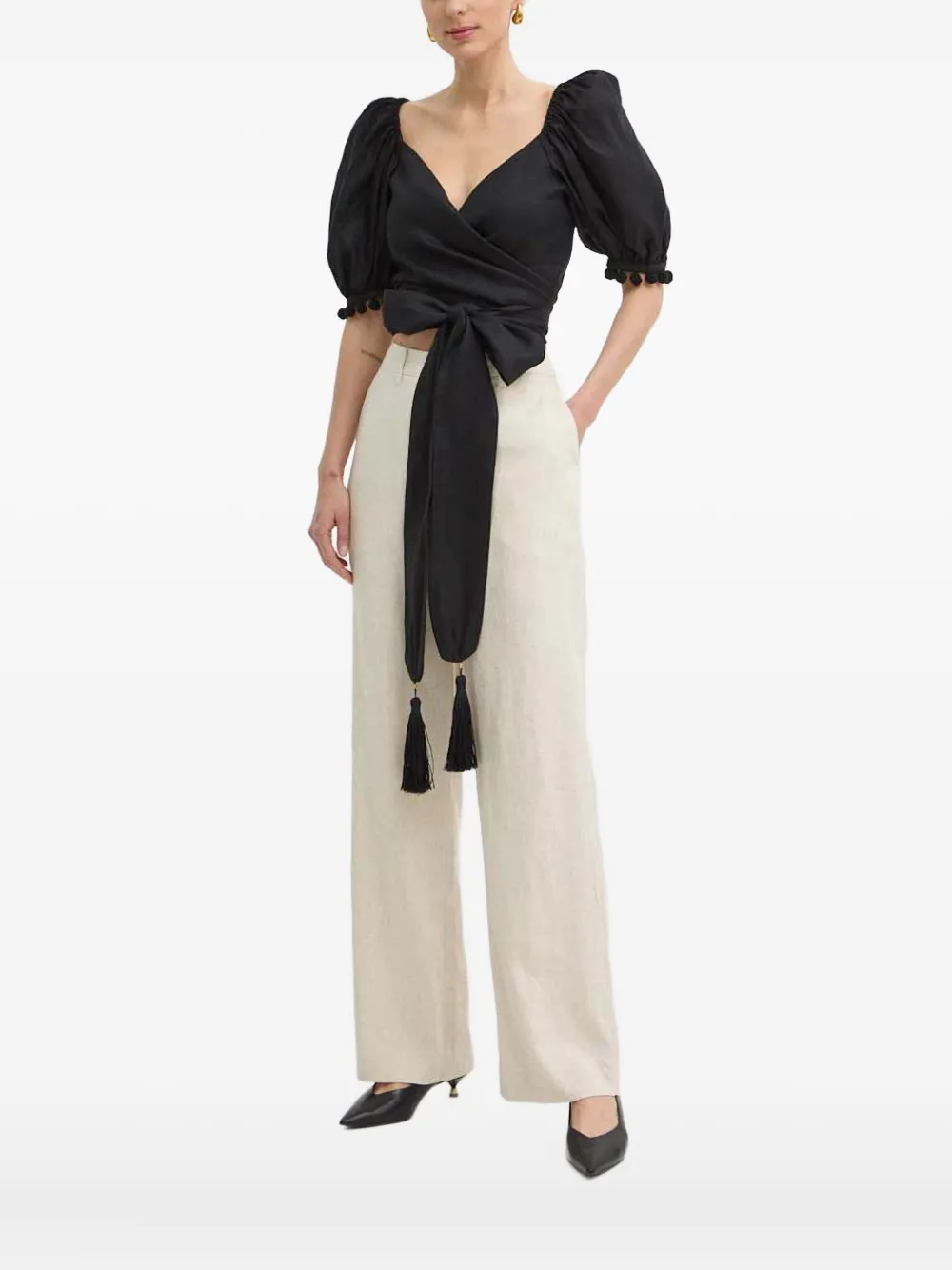 puff-sleeve blouse
